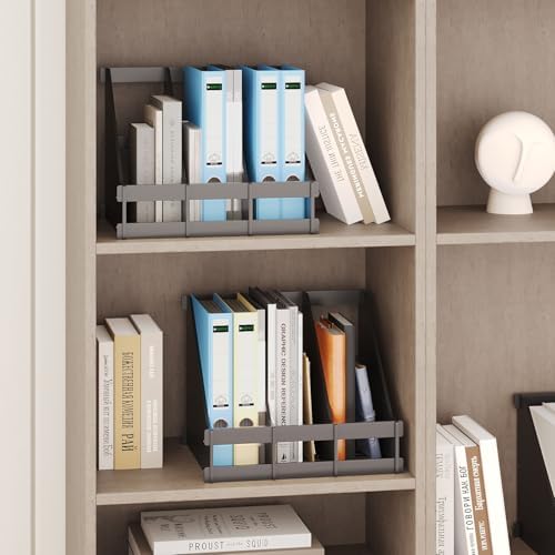 Bamboo Desk File Organizer, 3 Compartment Magazine Holder for Home Office(Black)