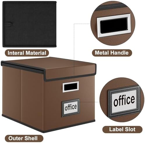 File Organizer Box with Lids, Collapsible File Folder Organizer