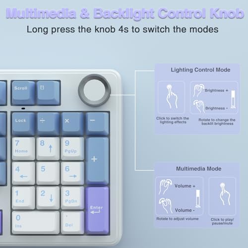 AULA F99 Pro Wireless Mechanical Keyboard with Number Pad, Knob, 99 Keys
