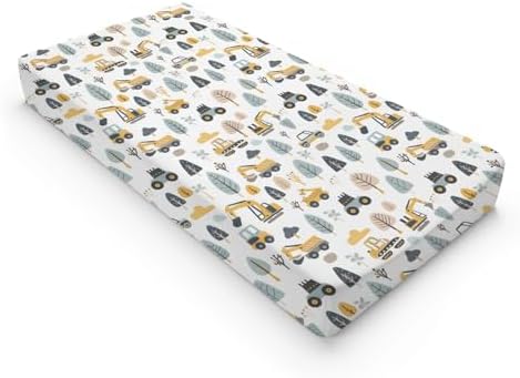 Cartoon Car Transportation Construction Truck Trees Baby Changing Pad Cover,Unisex Car Nursery Diaper Changing Table Pad Mat Sheet for Boys Girls-16x32