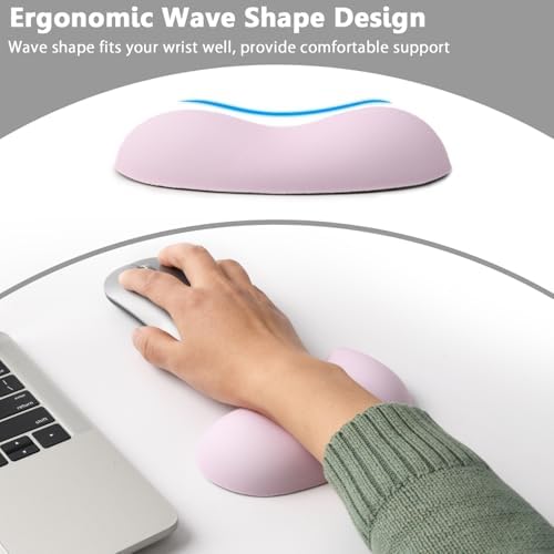 Keyboard Mouse Wrist Rest Set, Gel Ergonomic Wrist Rest for Keyboard and Mouse Non Slip Base, for Laptop, Desktop Computer, Office Desk Accessories (Pink)