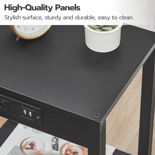 HOOBRO Side Tables Set of 2 with Charging Station, 2-Tier Small End Tables