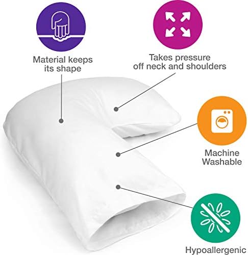 DMI Body Pillow, Side Sleeper Pillow and Pregnancy Pillow with Contoured Support to Eliminate Neck, Back, Hip, Joint Pain and Sciatica Relief with Removable Washable Cover, Firm, U Shape Neck Pillow