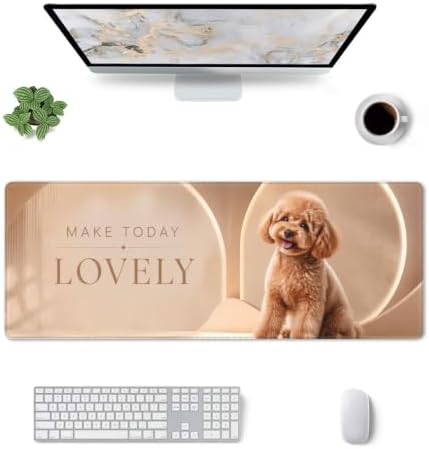 Poodle Cute Mouse Pad Mouse Pads for Desk 11.8x31.5 in Champagne Beige