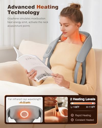 KNQZE Cordless Neck Massager for Pain Relief Deep Tissue with Heat