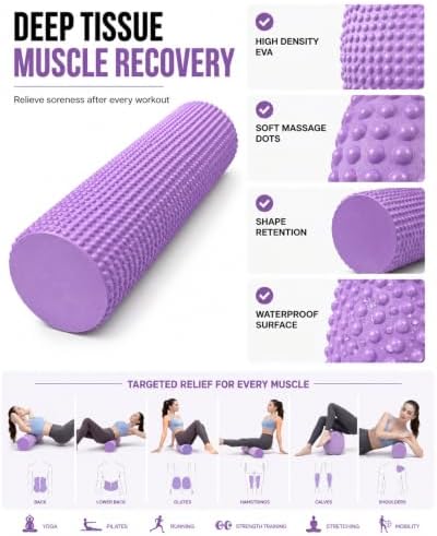 12 Inch EVA Soft Dot Foam Roller for Yoga and Balance Exercises，Purple：12in