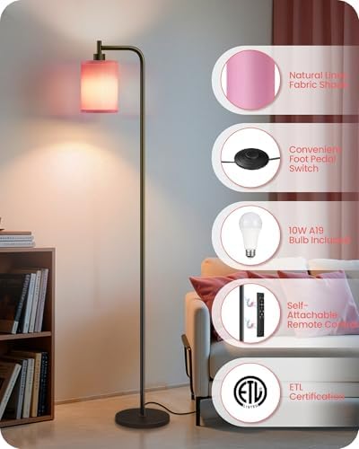 Dimmable Floor Lamp for Living Room with Remote & 10W Bulb