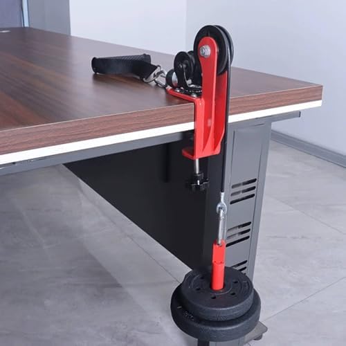 Desk Mounted Forearm Adjustable Clamp Forearm Workout Pulley Space Saving Fitness Equipment for Home Gym, Red