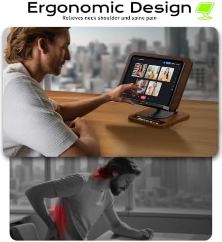 LOXP Ergonomic Book Stand for Reading, 360° Rotating Holder with Page Clip