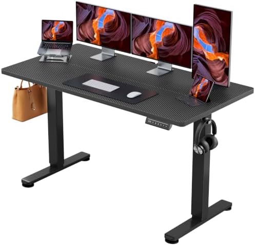 ErGear Height Adjustable Electric Standing Desk, 55 x 28 Inches Sit Stand up Desk, Memory Computer Home Office Desk, Carbon Fiber Black