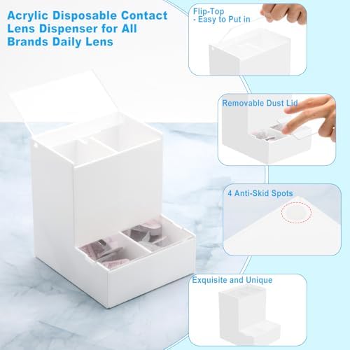 Beautyflier Disposable Daily Contact Lens Dispenser, Desktop and Wall Mounted 2 IN 1- Universal for All Brands, Dispenser, Organizer, & Storage for Contact Lenses, Cosmetic Contact lenses, Case Only