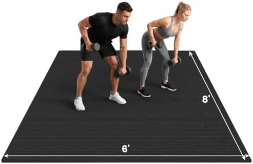 Large Exercise Mat, 7'x5'/6'x4'/8'x6'/10'x6', 8mm PVC Workout Mat