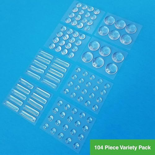 HushBumps Gel Bumpers for Cabinets, Doors & Drawers, 104 Pc Variety Pack
