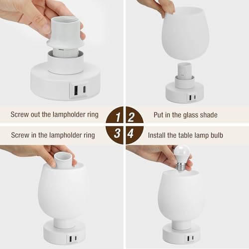 Seealle Small Touch Table Lamp for Nightstand, 3 Way Dimmable Bedside Lamp