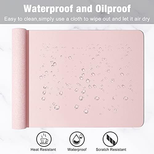 Hsurbtra Desk Pad, 30" x 14" PU Leather Desk Mat, XL Extended Mouse Pad, Waterproof Desktop Blotter Protector, Non-Slip Ultra Thin Large Laptop Keyboard Writing Mat for Office Home, Pink