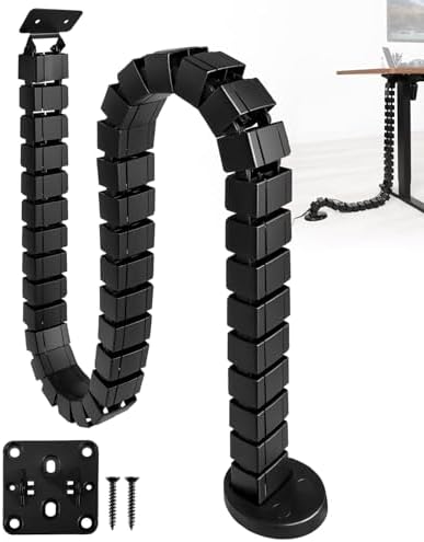 Under Desk Cable Management Kit for Sit Stand Desk, Flexible Spine Raceway