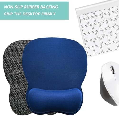 Mouse Pad with Wrist Support, Ergonomic Mousepad with Comfortable Memory Foam Wrist Rest Cushion, Relieve Wrist Pain, Non-Slip Rubber Base Gaming Mice Pad for Home Office Computer Laptop, Blue