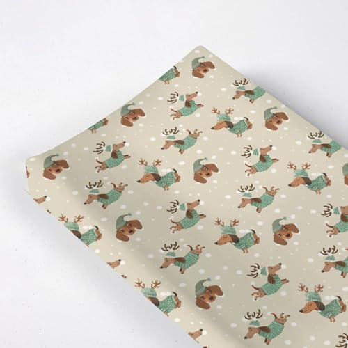 Cute Cartoon Christmas Winter Holiday Dachshund Dog Pattern Baby Changing Pad Cover, Unisex Dogs Nursery Diaper Changing Table Pad Mat Sheet for Boys Girls-16x32