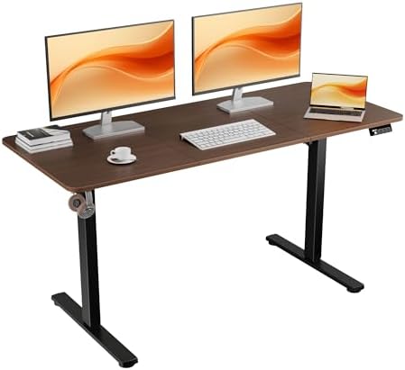 55"x24" Standing Desk, Height Adjustable Sit-Stand Home Office, Walnut