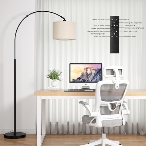 Ambimall 70" Dimmable Arc Floor Lamp with Remote, Color Temp Adjustable