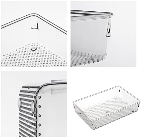 3 Pack Clear Plastic Drawer Organizer Tray Cutlery Utensil Makeups Drawer Silverware Organizers 12" X 6"&12＂X3＂(9Pack)