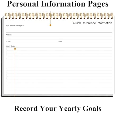 Weekly Productivity Planner - 8" x 11" Dashboard Desk Pad/Planner, Habit Tracker, Spiral Undated Weekly Planner for Office/School/Home, 54 Weeks, Black