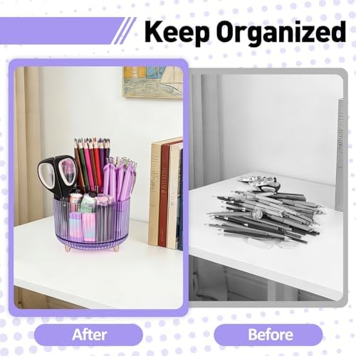 360 Rotating Pen Pencil Holder for Desk, Pen Organizer with 5 Slots