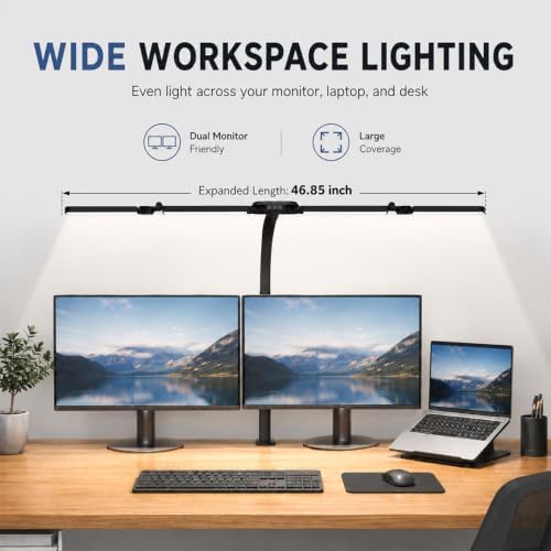 Cloud Space LED Desk Lamp with Clamp, Wide Desk Light for Home Office