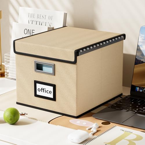 File Organizer Box with Lids, Collapsible File Folder Organizer