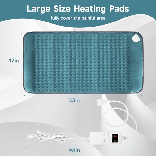 Heating Pad for Mom Christma s Birthday Gifts, 17"x33" Large Heating Pads for Back Pain Period Cramps Relief & Relax, Moist/Dry Heat Pad 6 Heat Levels, 4 Timer Auto Shut Off