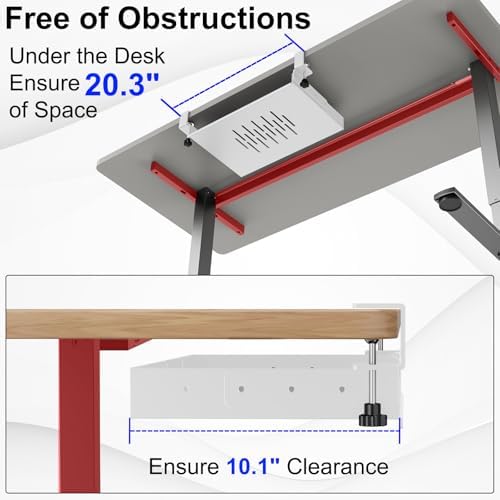 BYMECOST No Drill Under Desk Laptop Mount, Metal Under Desk Storage Shelf