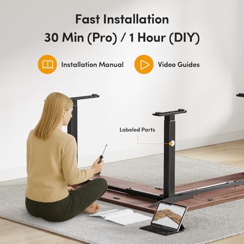Cubiker 75 * 63" L Shaped Standing Desk, Reversible Corner Standing Desk, Suitable for Home Office, Black Walnat