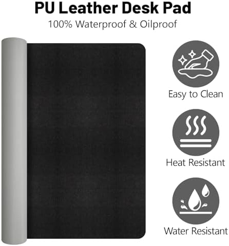 Leather Desk Pad Mat, Large Black Desk Mat, 47.2" x 16.9"