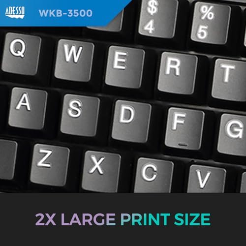 Adesso 2 in 1 Wireless Ergonomic Keyboard, WKB-3500UB, Black