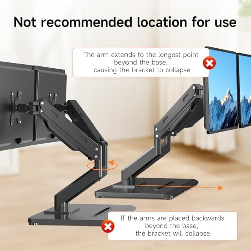 Pholiten Adjustable Dual Monitor Arms with Base for 17-32" Screens
