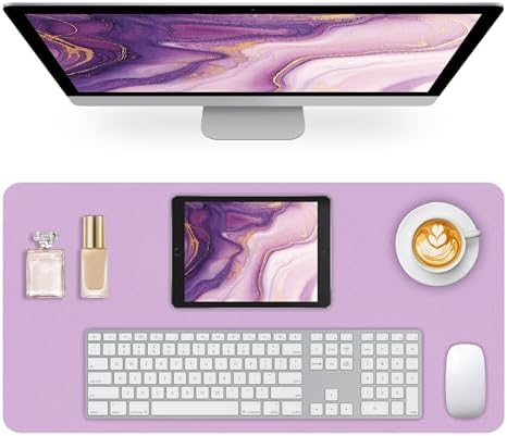Leather Desk Pad Mat, Purple Desk Mat, 23.6" x 13.7"