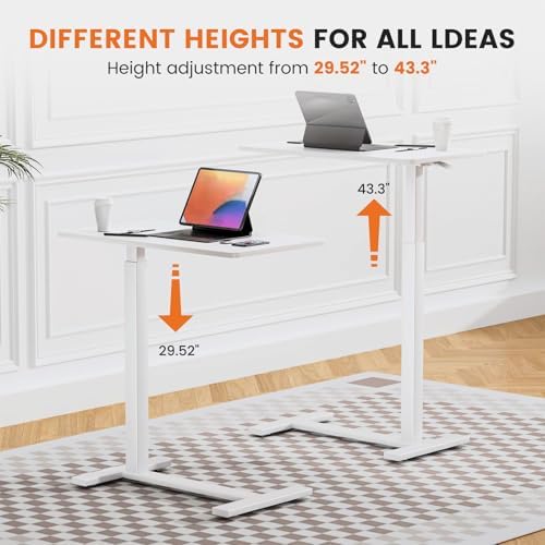 Sweetcrispy Overbed Table, Adjustable Rolling Desk, Mobile Standing Desk