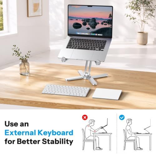 OMOTON LA10 360° Rotating Laptop Stand Riser Foldable for Desk, Silver