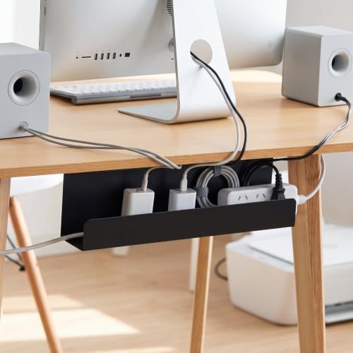2 Pack Under Desk Cable Management Tray,Hold 11 lbs, 16 x 5 x 3 Inch, Black