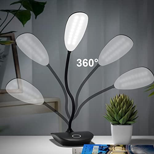 DEEPLITE LED Desk Lamp Battery Operated Lights Cordless Rechargeable Lamp, Flexible Gooseneck Portable Light for Bed Craft Nail Home Office, Eye-Caring Dimmable Small Desk Lamp Wireless Reading Lamp