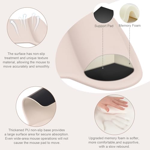 MOSISO Wrist Rest Support for Mouse Pad & Keyboard Set, Apricot