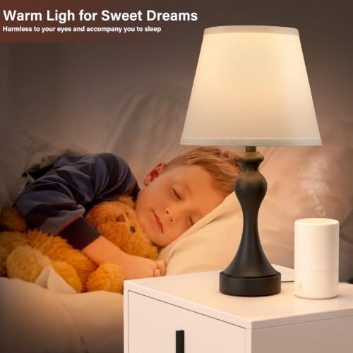 Touch Lamps for Nightstand, 3 Way Dimmable Bedside Lamps with USB C+A Ports
