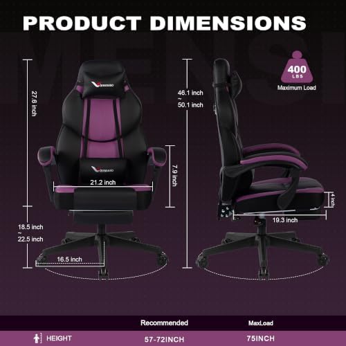 Gaming Chair Big and Tall for Heavy People 400 lbs, Wide Seat Office Chair