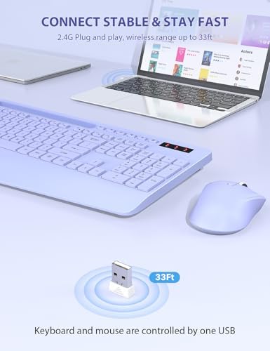 SABLUTE Wireless Keyboard and Mouse Combo, Full Size, Ergonomic Wrist Rest