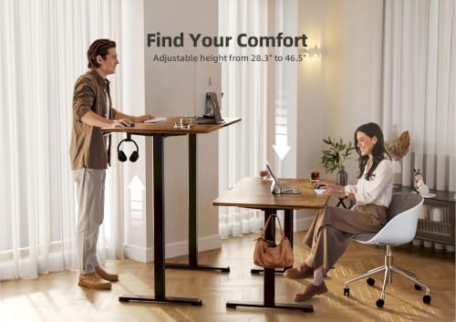 YDN 55 x 24 Inch Rustic Brown Electric Standing Desk