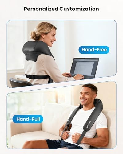 COMFIER Shiatsu Neck Massager with Heat - Cordless 4D Neck and Shoulder Massager for Pain Relief Deep Tissue, Graphene Heating, Trapezius Muscle Relaxer Massage Pillow,Ink Black