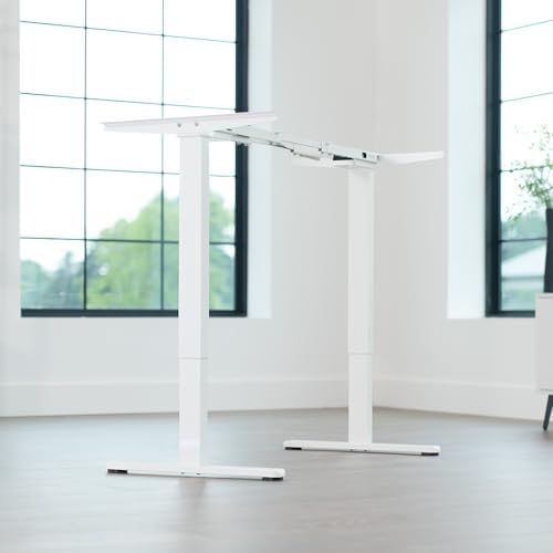 VIVO White Dual Motor Electric Standing Desk Frame, DESK-E-200W