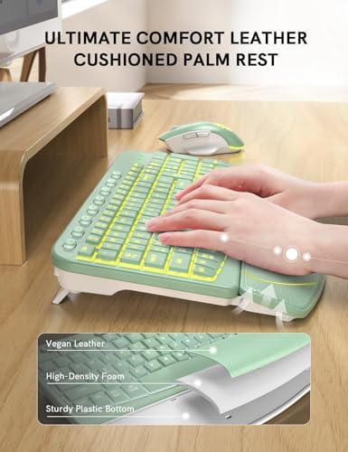 SABLUTE Wireless Keyboard and Mouse Combo, Ergonomic Wave with Wrist Rest