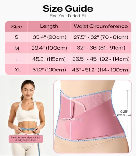 0.6mm Ultra Thin Back Brace with Back Pad for Lower Back Pain Pink S