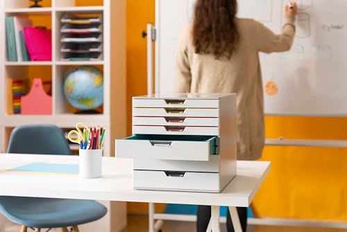Durable, Varicolor Drawer Organizer, 7 Color Coded Drawers, White